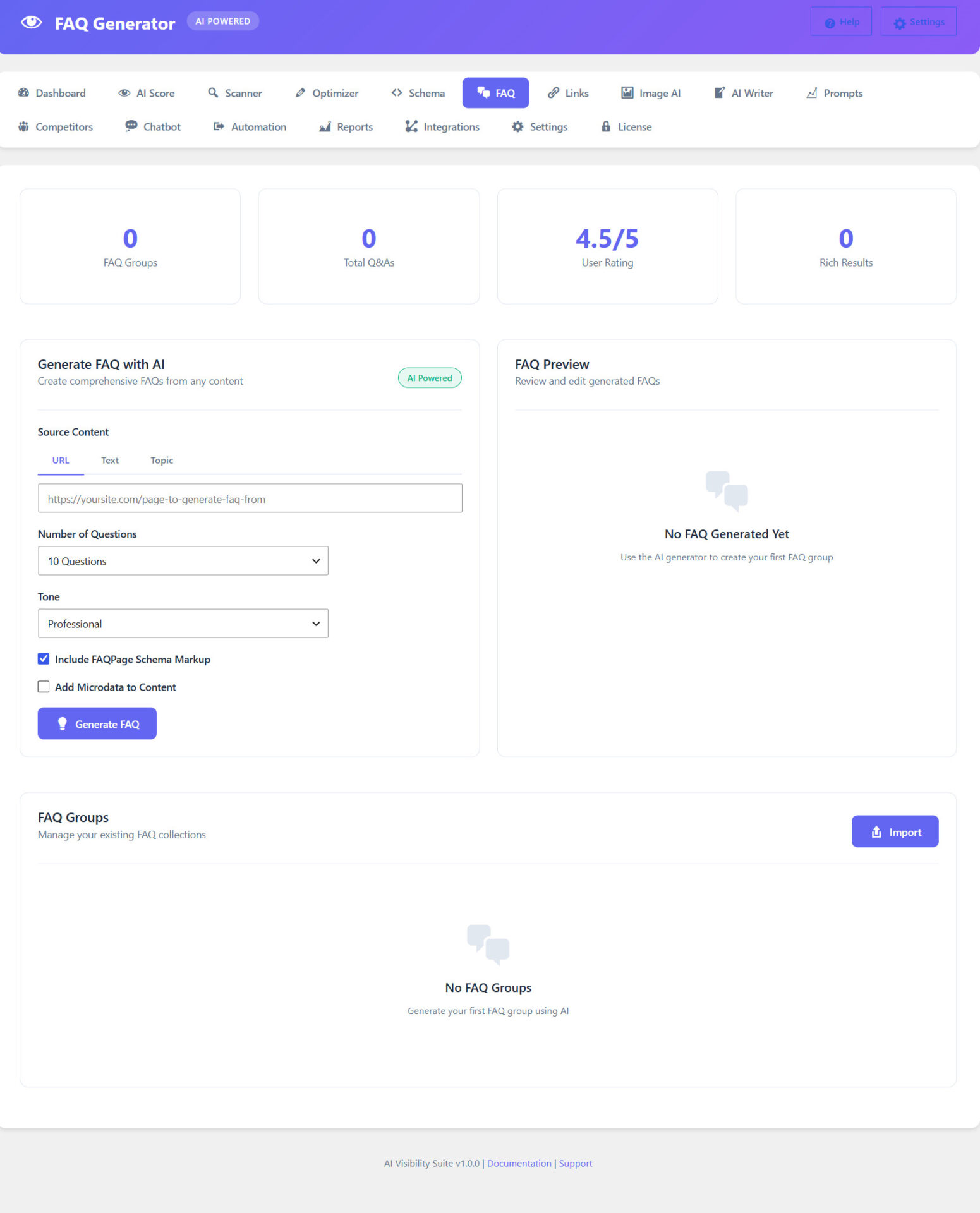 Illustration of the FAQ Generator page